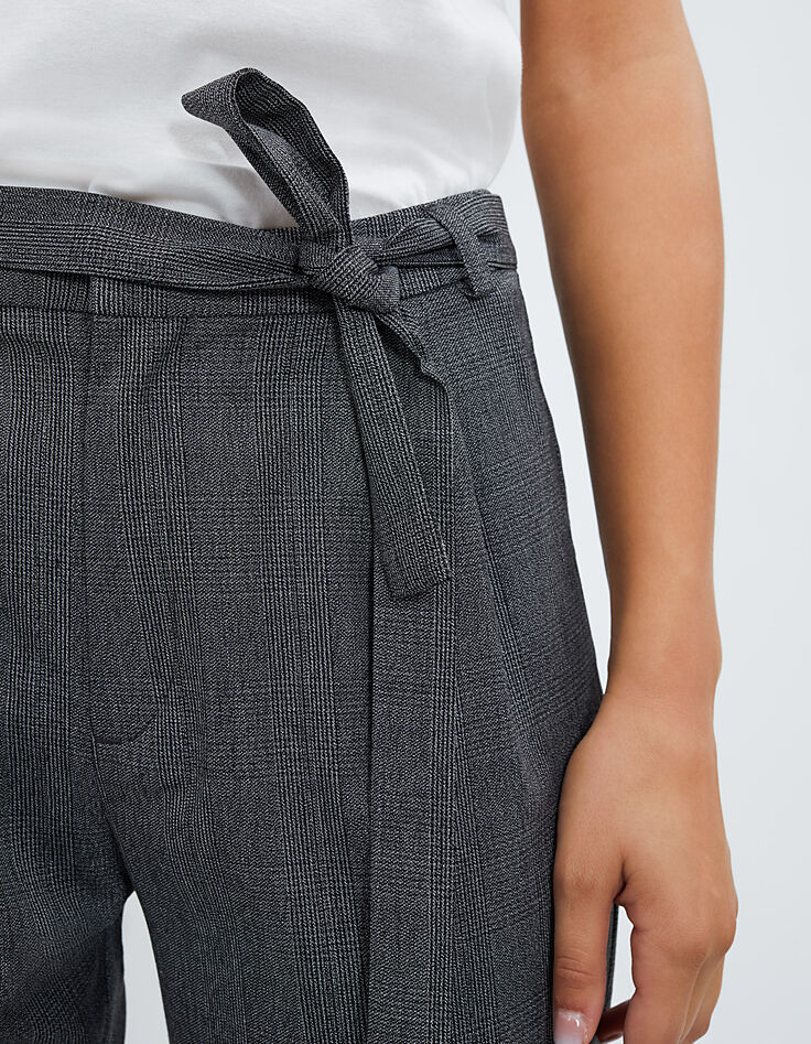 I.Code grey Prince-of-Wales check paperbag trousers-3