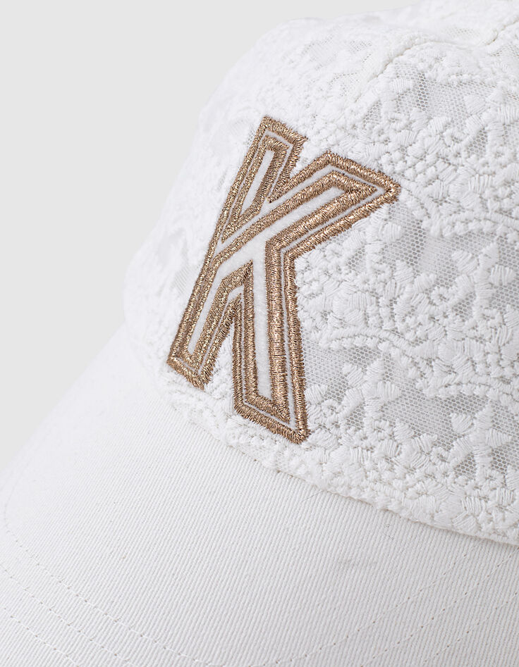 Girls’ ecru embroidered lace cap-4