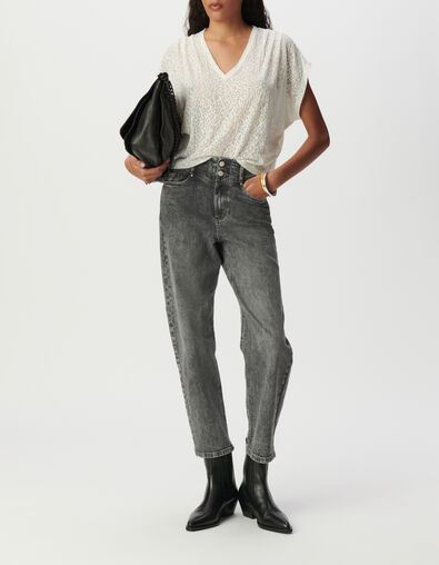 Tee-shirt blanc motif l&eacute;opard en transparence - IKKS