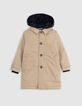 Trench beige avec parementure capuche garçon-1
