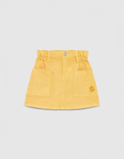 Girls' yellow denim skirt with rock jungle print scarf - IKKS