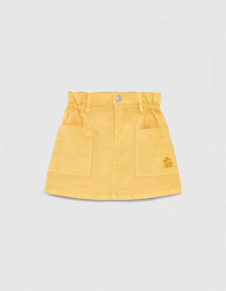 Girls' yellow denim skirt with rock jungle print scarf-2