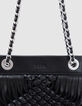 Phone bag noir cuir façon macramé frangé-4