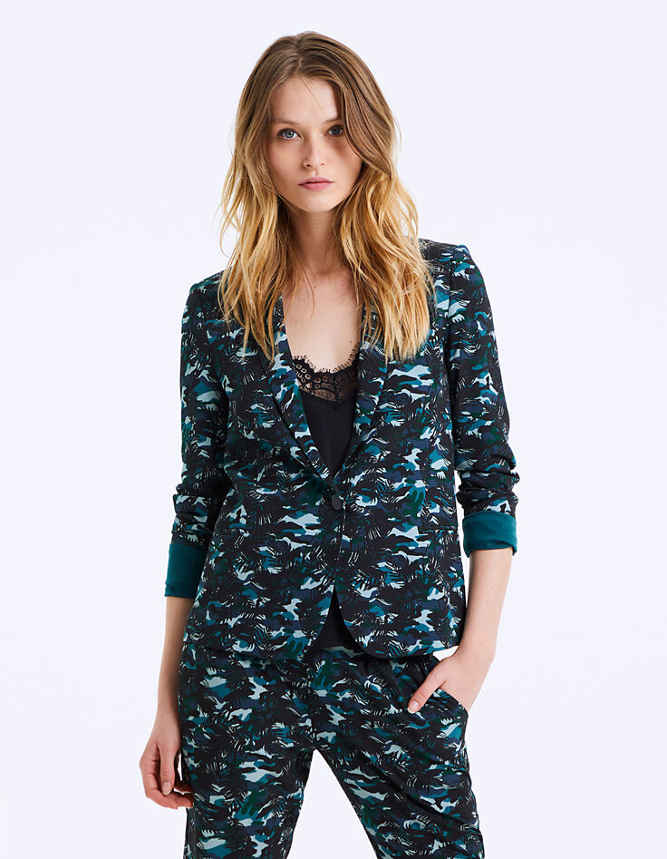 Americana de crepé estampado jungle mujer-2
