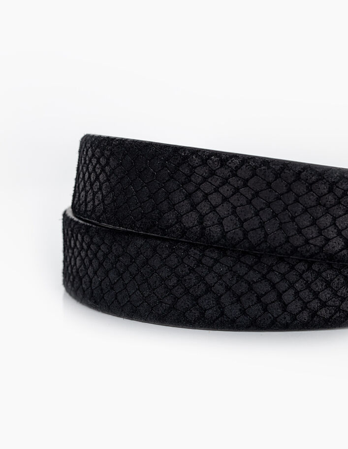 Men’s black croc-look nubuck leather belt - IKKS