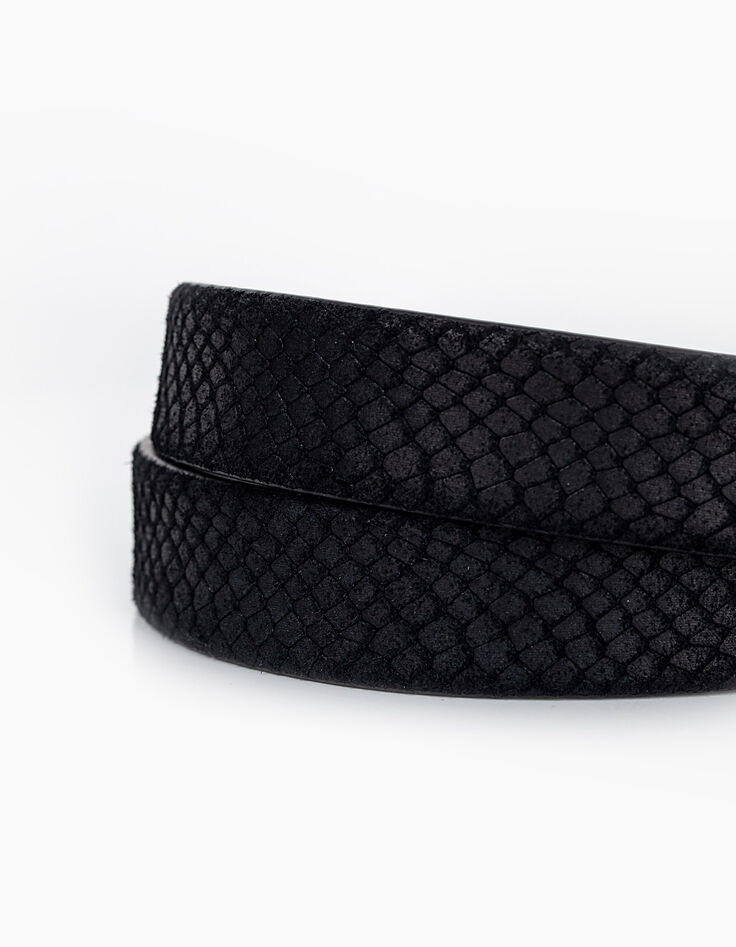 Ceinture noire en cuir nubuck effet croco Homme-3 Ceinture noire en cuir nubuck effet croco Homme-3