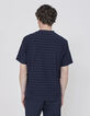 Camiseta azul marino rizo rayas relieve hombre-2