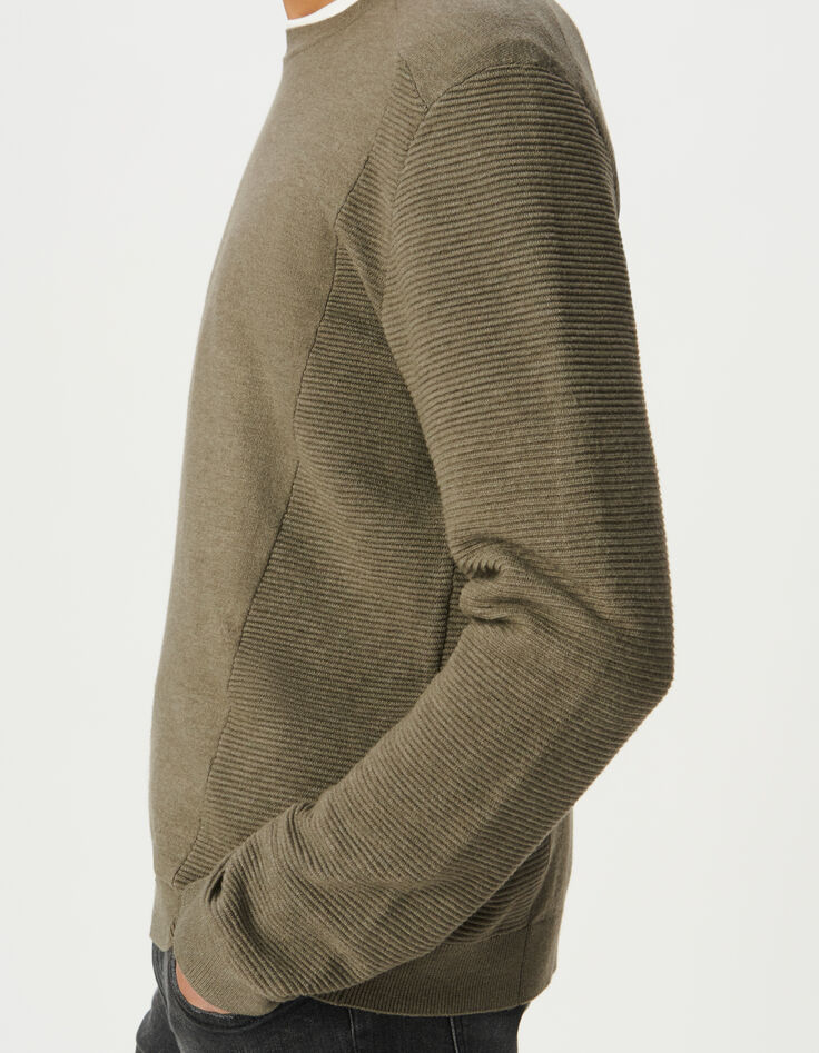Jersey beige punto SEAWOOL® relieve lateral mangas hombre-2