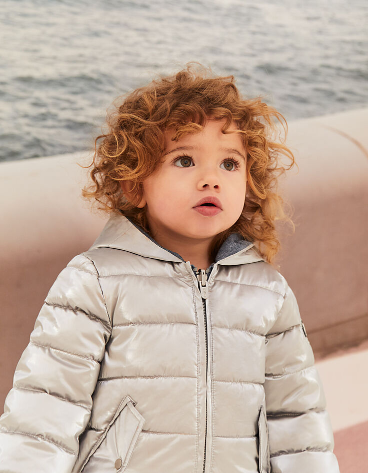 Doudoune réversible argent et Tencel® bleu bébé fille-6