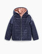 Girls' medium pink and navy reversible padded jacket-6