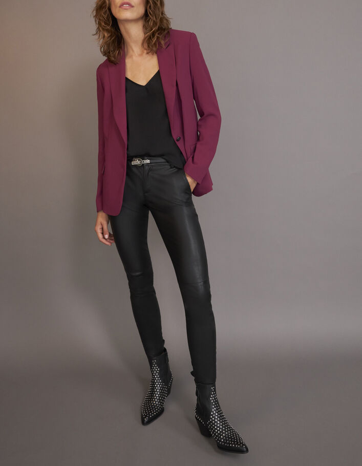 Women's purple crepe mid-length suit jacket - IKKS
