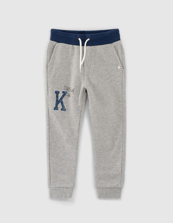 Boy’s grey joggers with printed pocket and letter