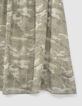 Vestido caqui camuflaje y rayas doradas niña-4