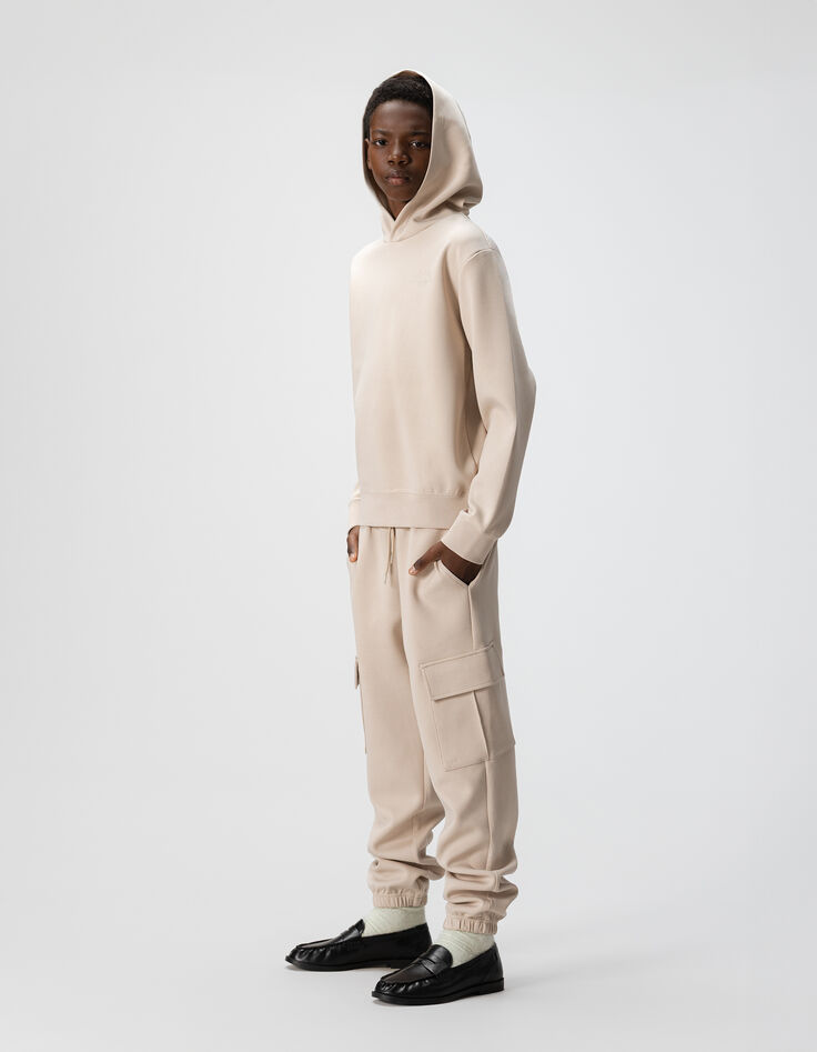 Boys’ beige sweatshirt with embossed slogan on back-4