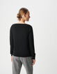 Pull maille tricot noir bijoux esprit militaire femme-4