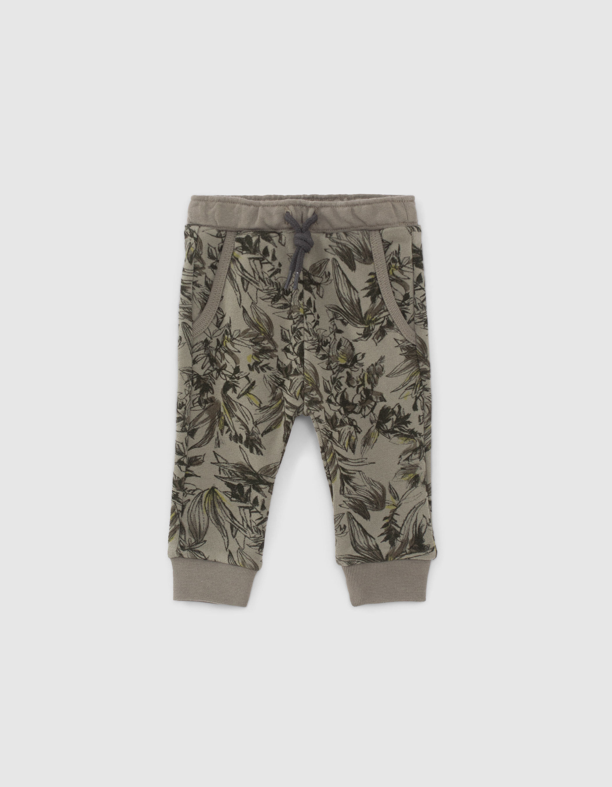 Baby boys khaki jungle foliage print joggers