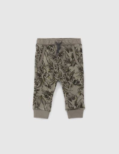 Khaki Jogginghose mit Jungle-Blätterprint für Babyjungen  - IKKS