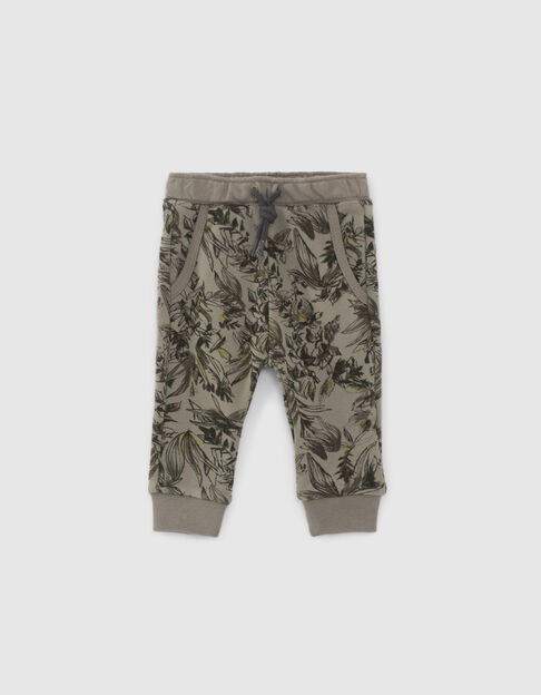Baby boys’ khaki jungle foliage print joggers - IKKS