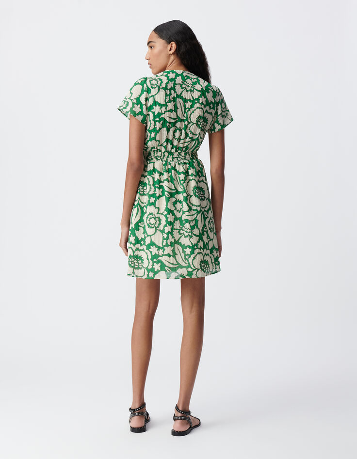 Robe verte imprimé maxi tropical Femme-3