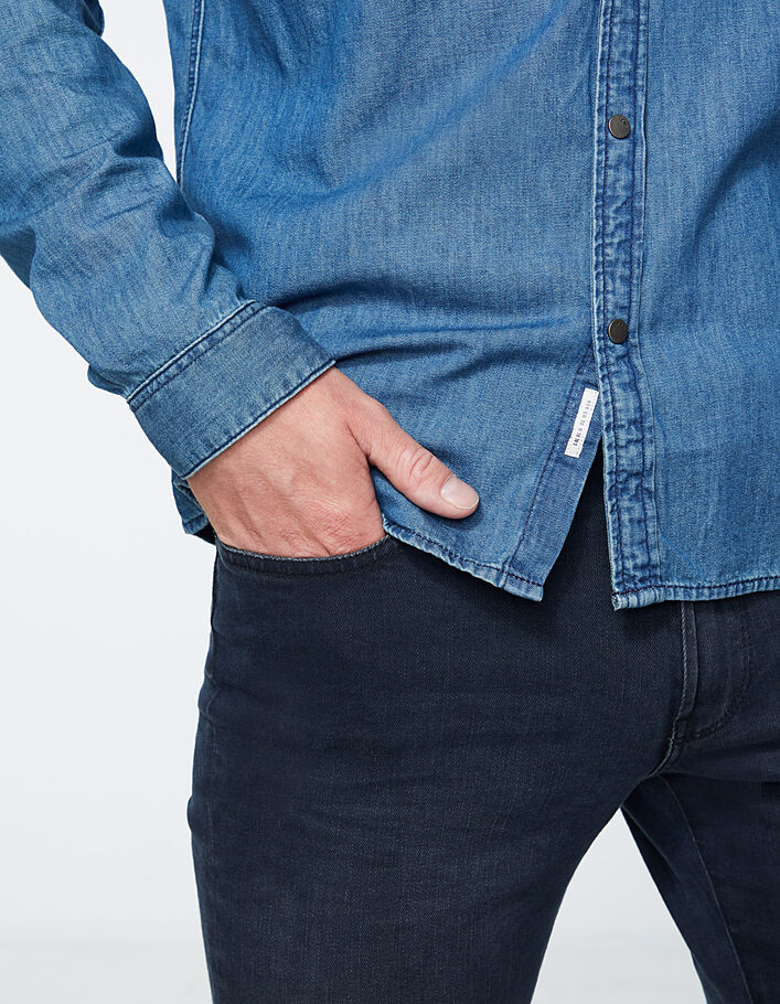 Chemise en jean REGULAR indigo à boutons pressions Homme - IKKS