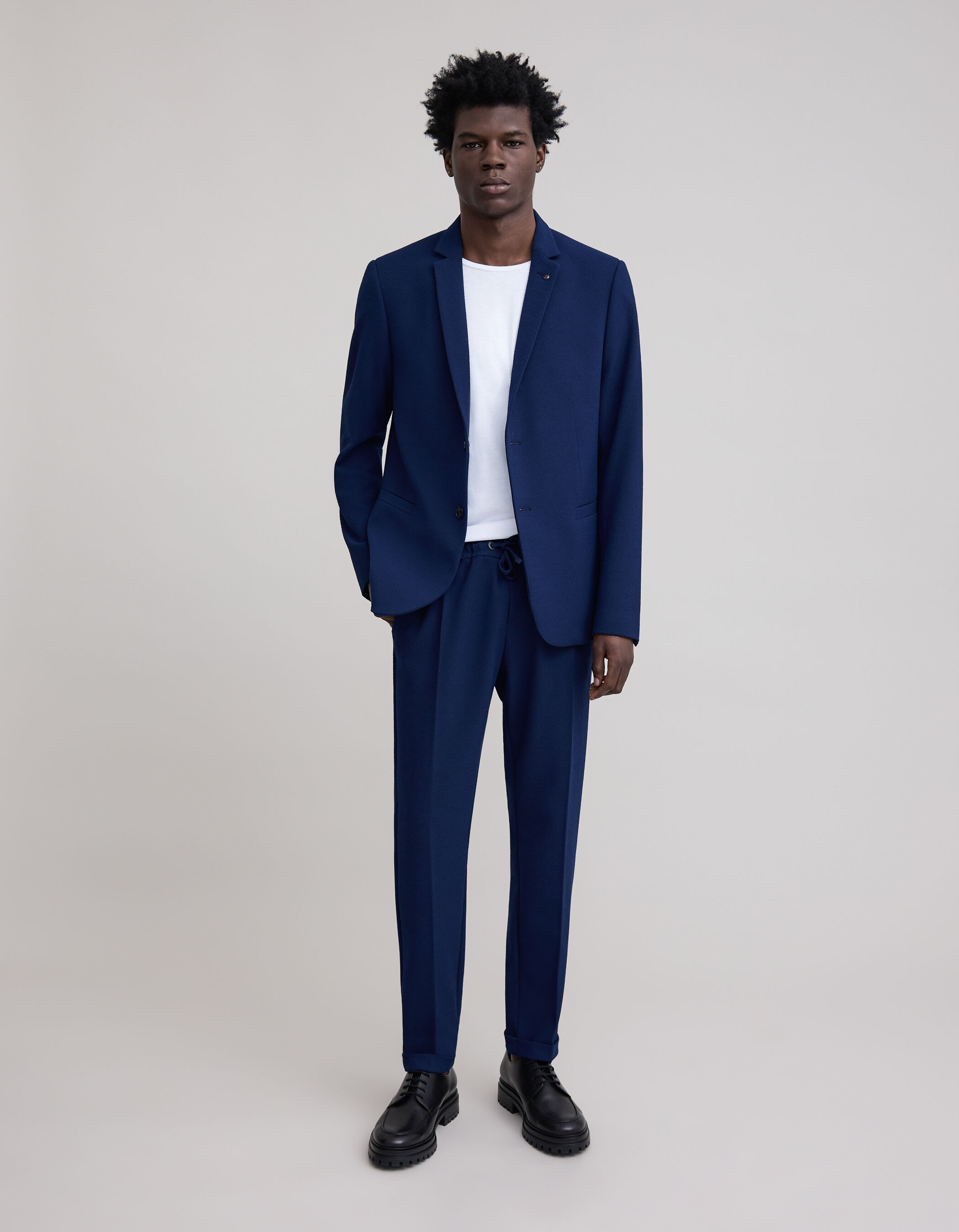 Men s indigo seersucker suit jacket IKKS