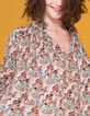 Plissée-Bluse mit Pflanzen-Print in Copper I.Code-1