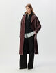 Bordeauxroter Damen-Trenchcoat lang Vinyloptik-2