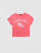 Girls’ 2-in-1 neon-pink T-shirt and white vest top-4