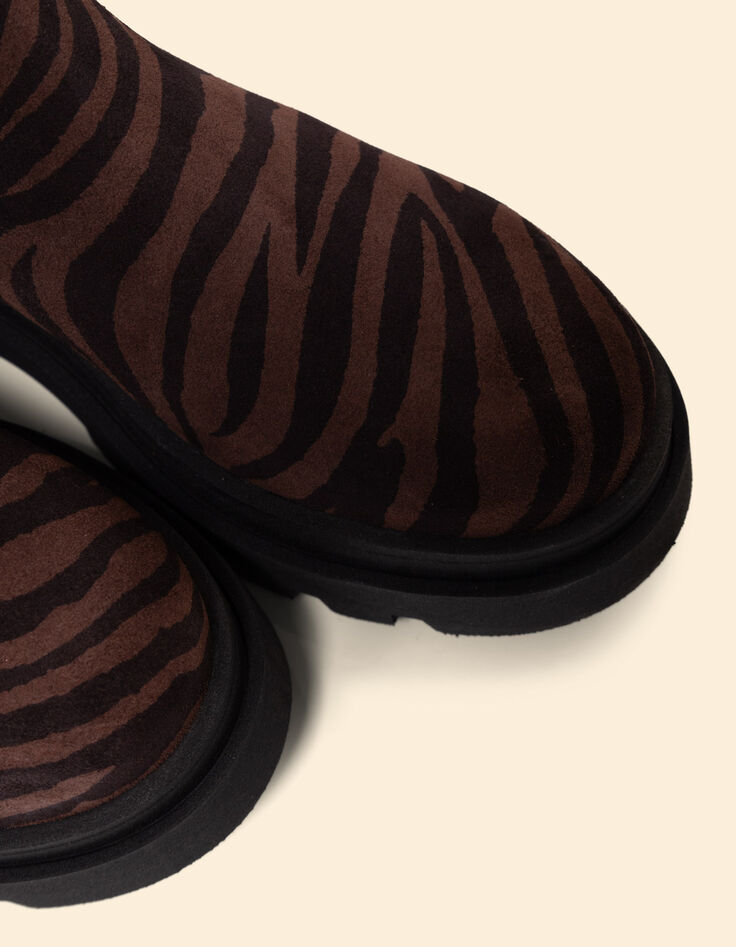 Chelsea laarzen bruin leer Fluwelen zebra motief I.Code-7
