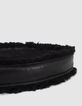 Women&rsquo;s black leather furry-edged 111 strap-2