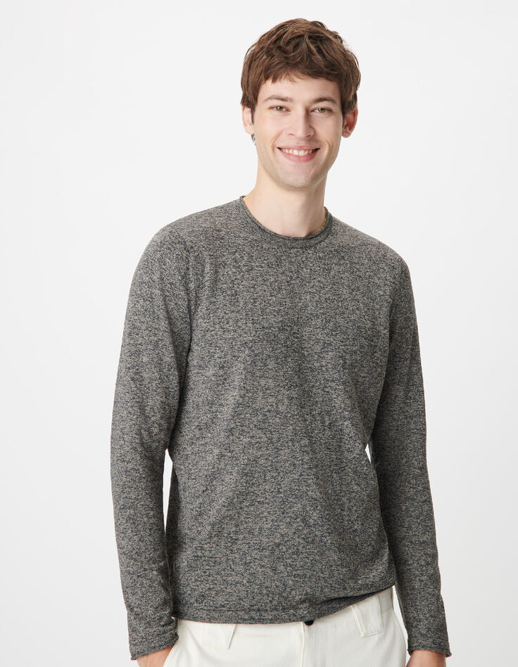 Lang&auml;rmeliger grau Herren-Strickpullover-4