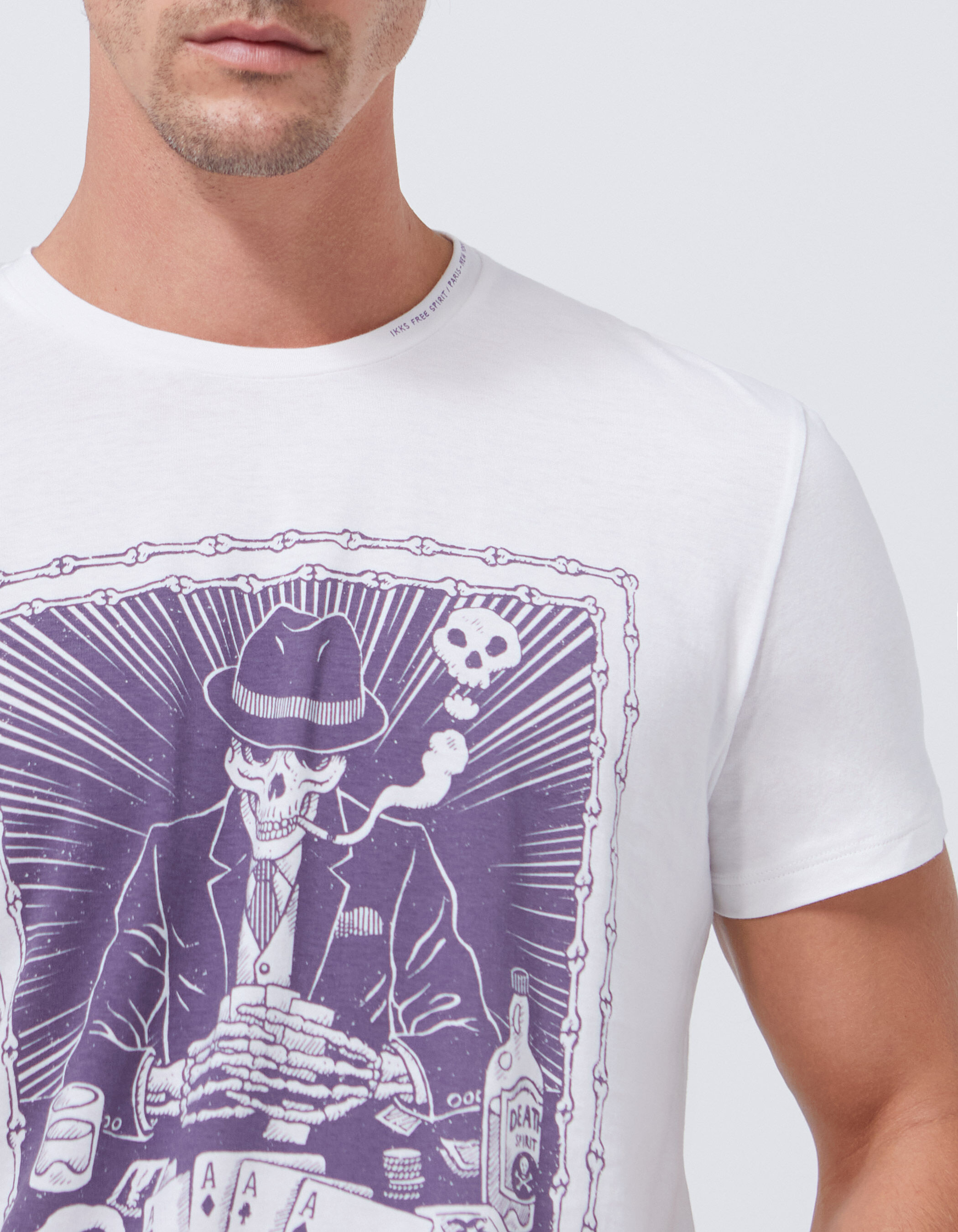 Men s off white T shirt with card game