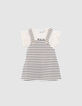Ensemble robe ray&eacute;e et T-shirt &eacute;cru b&eacute;b&eacute; fille-2