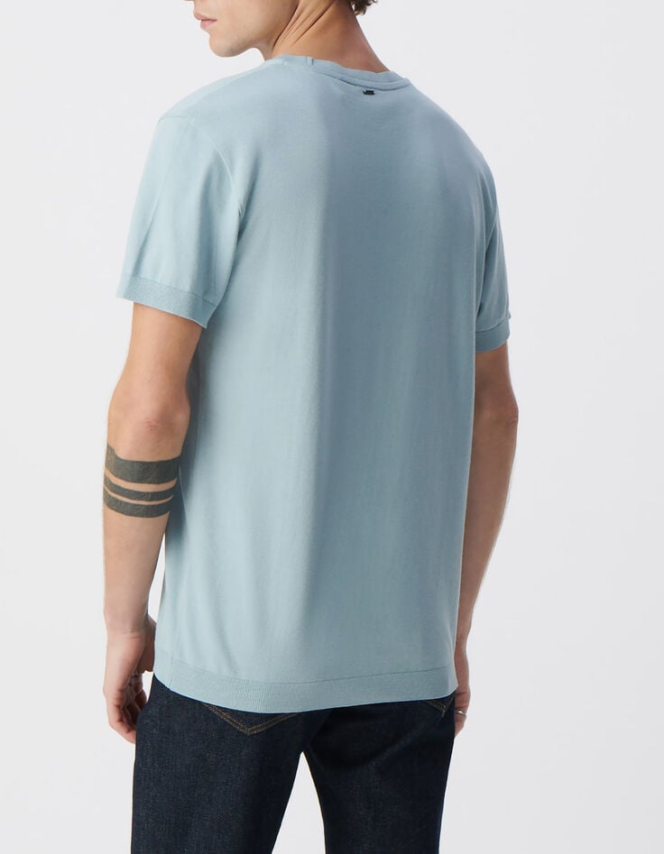 Herren-T-Shirt, hellblau, Baumwollmodal, Rundhals-3