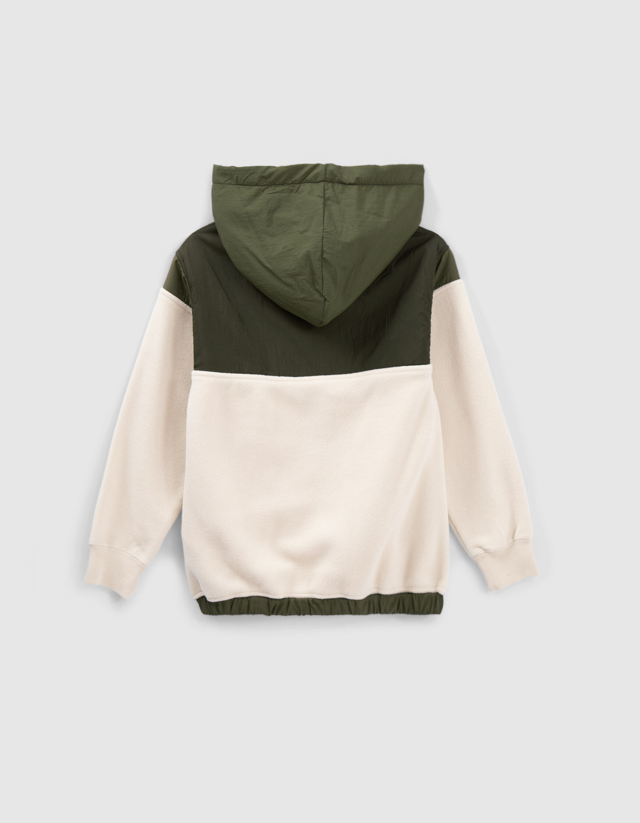 Sweat ecru et kaki mix matieres garcon IKKS