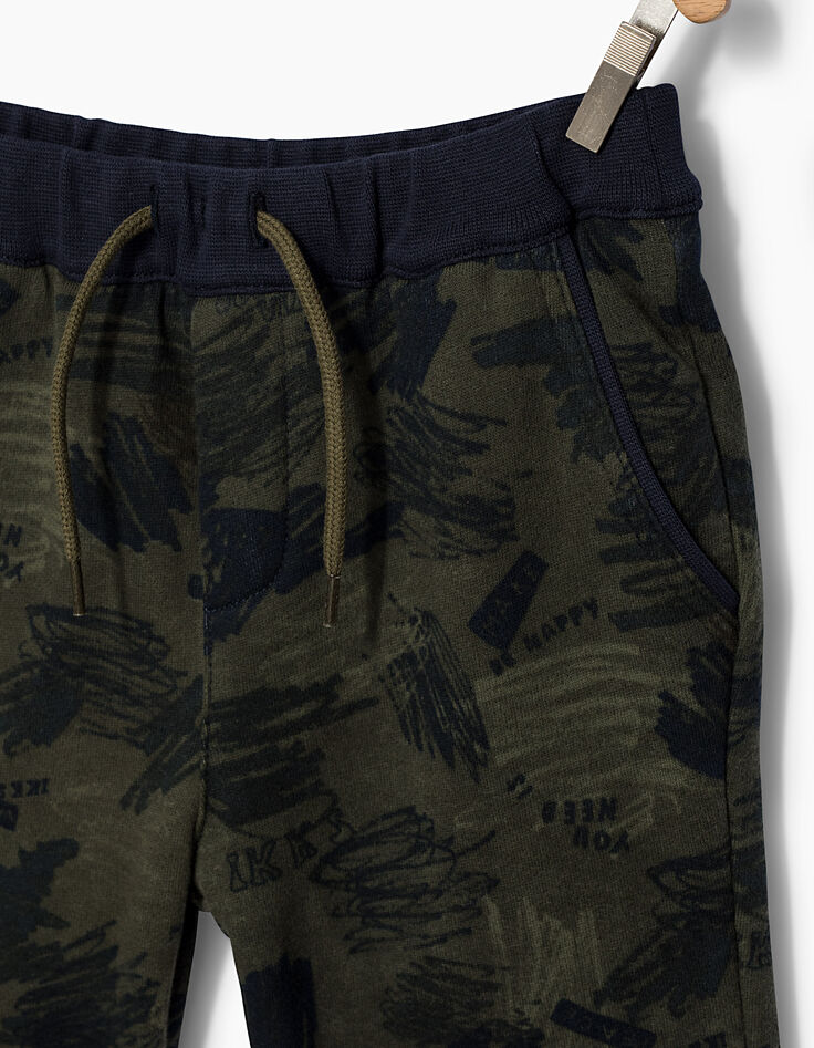 Bermudas felpa caqui estampado ni&ntilde;o -3