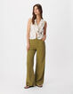 Top crudo floral con volante Mujer-2