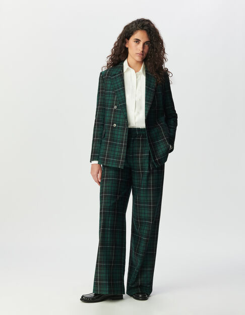 Grüne Damen-Oversize-Jacke Karos - IKKS