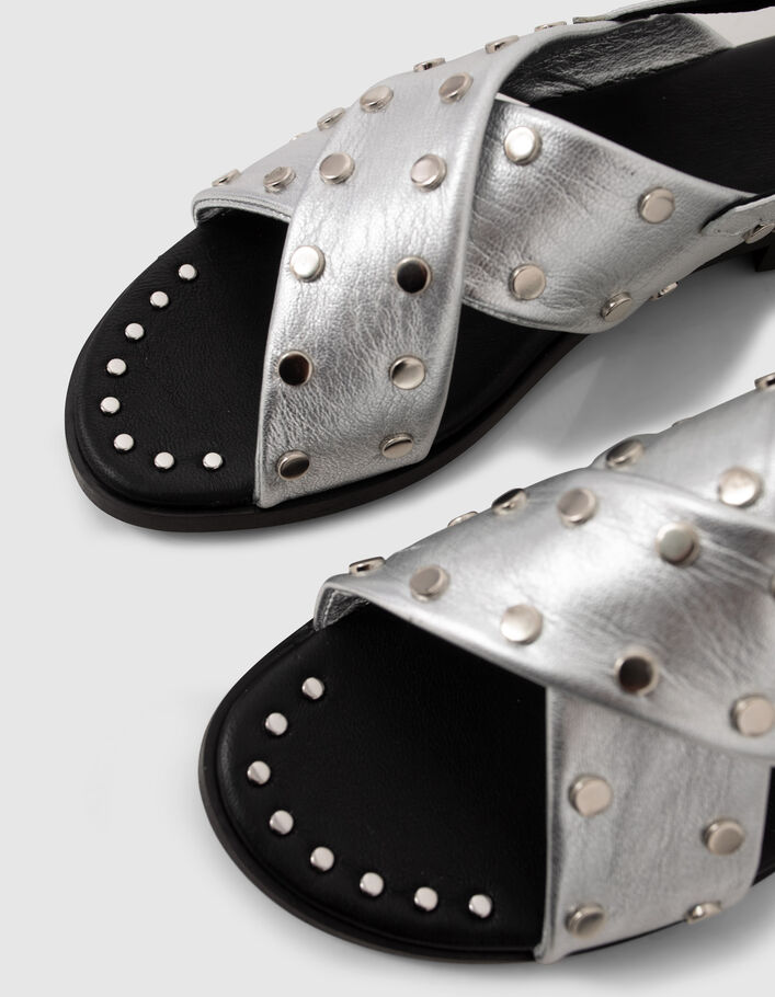 Platte leren sandalen Silver sierstuds Dames - IKKS