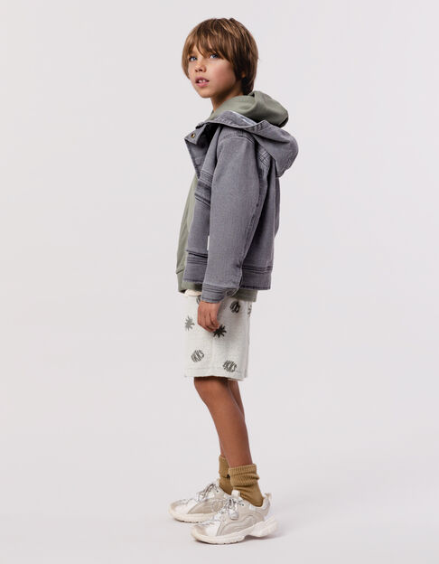 Grey denim hooded jacket for boys - IKKS