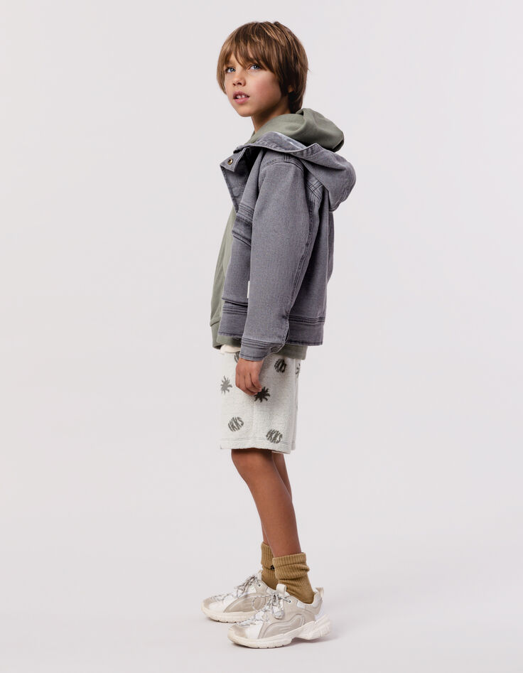 Chaqueta vaquera gris capucha niño-2