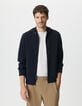 Cardigan marine coton bio maille Ottoman à capuche Homme-6 Cardigan marine coton bio maille Ottoman à capuche Homme-6