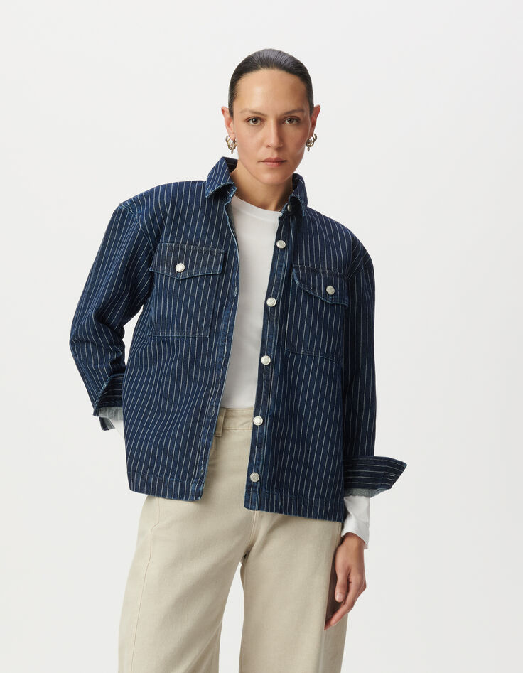 Women’s white denim striped shirt-3 Women’s white denim striped shirt-3