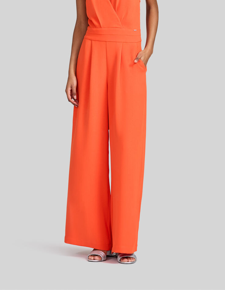 Women’s orange backless jumpsuit-5