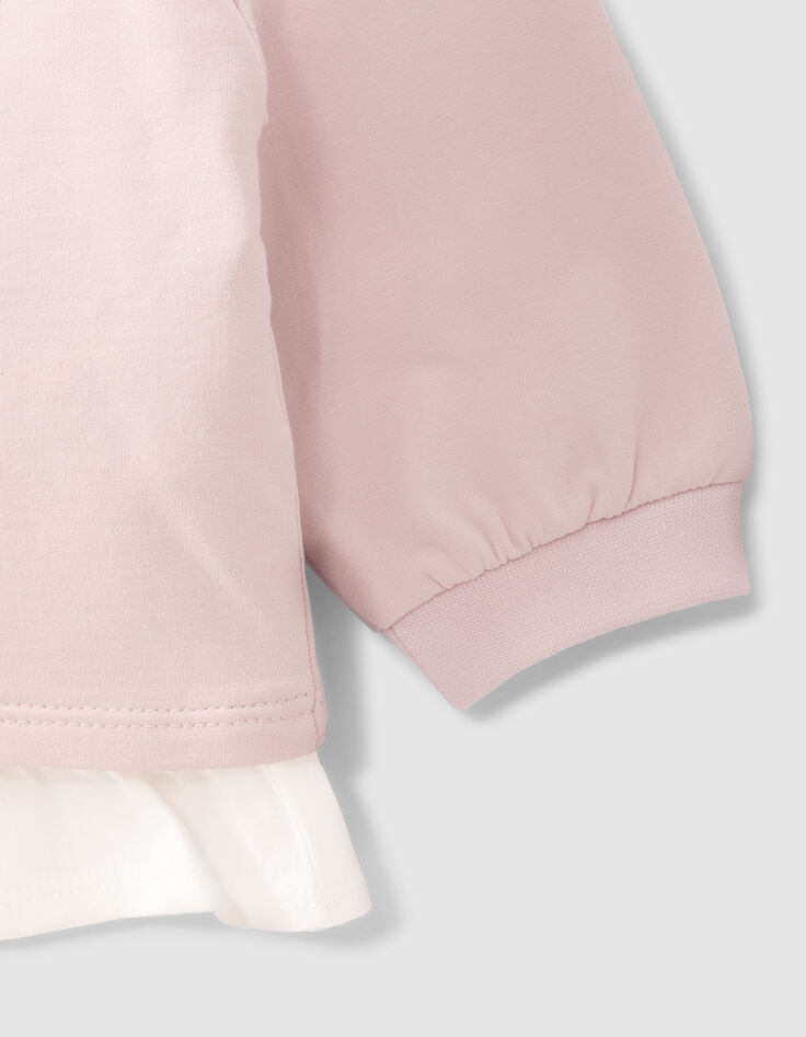 Sudadera 2 en 1 rosa pálido camiseta bebé niña-6