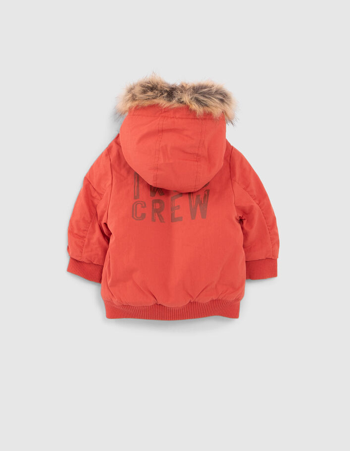 Parka orange fourrée print dos bébé garçon-3