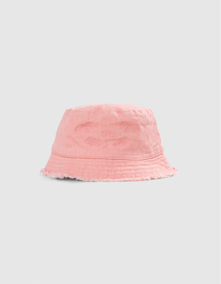 Girls peach and ecru reversible sun hat
