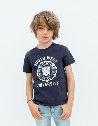 Camiseta navy estilo Campus algodón bio niño  - IKKS