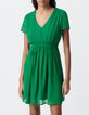 Robe verte d&eacute;tail pliss&eacute; taille-2