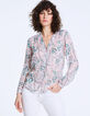 Women’s metallic tropical print voile blouse-2